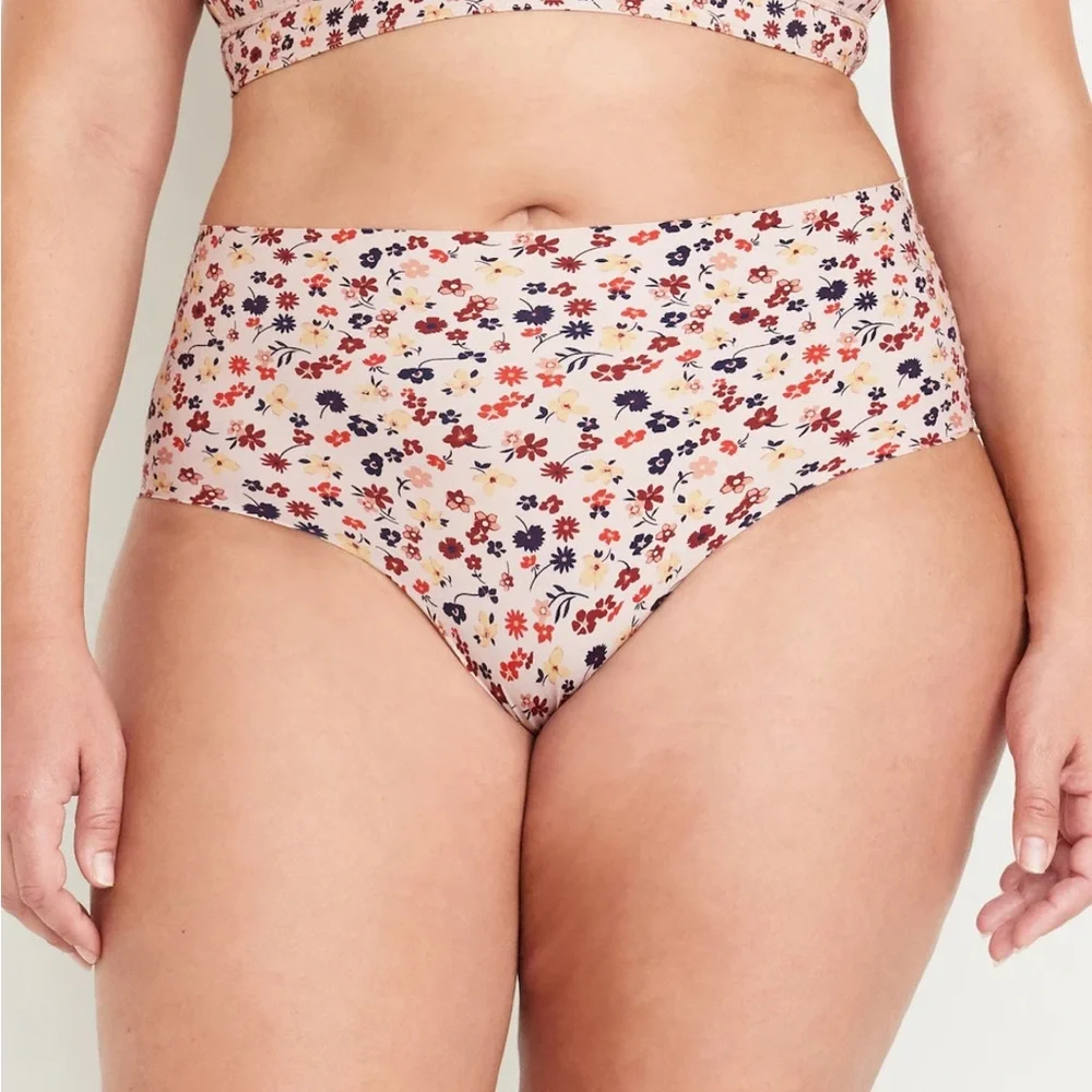 🆕 RESERVED PSH Old Navy Women’s High-Waisted No-Show Brief Underwear Pink Floral - Picture 7 of 15